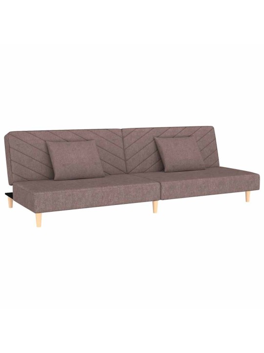 2místná rozkládací pohovka se 2 polštáři taupe textil