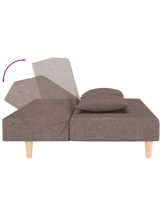 2místná rozkládací pohovka se 2 polštáři taupe textil