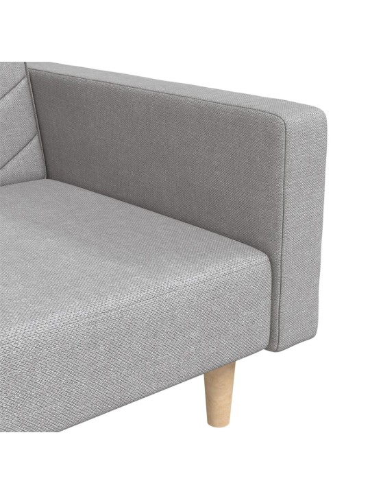 2místná rozkládací pohovka se 2 polštáři světle šedá textil