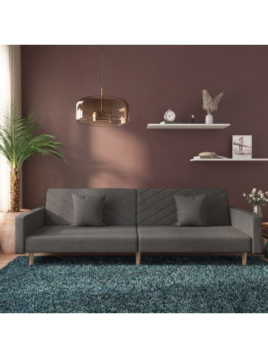 2místná rozkládací pohovka se 2 polštáři tmavě šedá textil