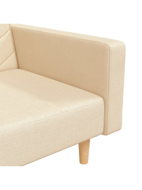 2místná rozkládací pohovka se 2 polštáři krémová textil