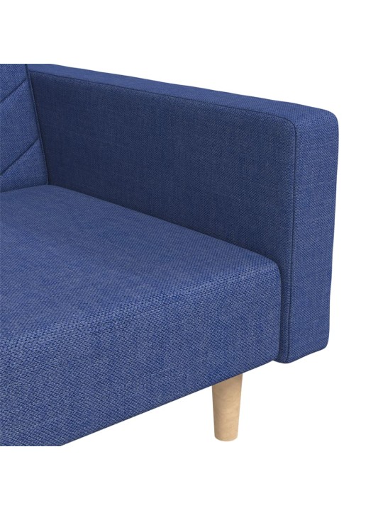 2místná rozkládací pohovka se 2 polštáři modrá textil