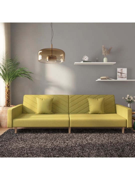 2místná rozkládací pohovka se 2 polštáři zelená textil