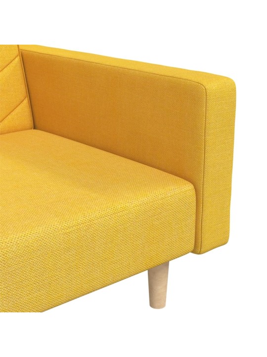 2místná rozkládací pohovka se 2 polštáři žlutá textil