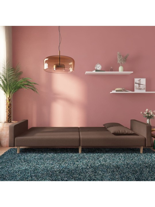 2místná rozkládací pohovka se 2 polštáři taupe textil