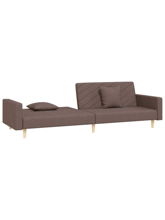 2místná rozkládací pohovka se 2 polštáři taupe textil