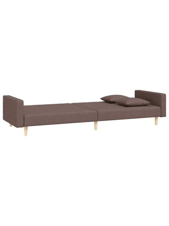 2místná rozkládací pohovka se 2 polštáři taupe textil