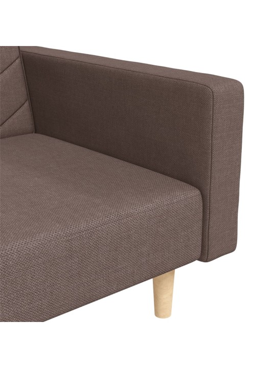 2místná rozkládací pohovka se 2 polštáři taupe textil