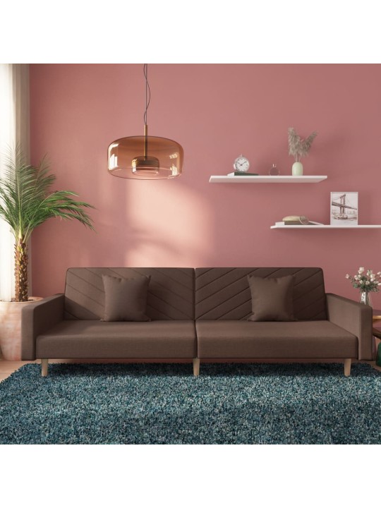 2místná rozkládací pohovka se 2 polštáři taupe textil
