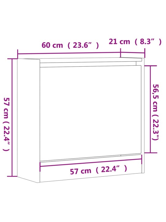 Botník kouřový dub 60 x 21 x 57 cm kompozitní dřevo
