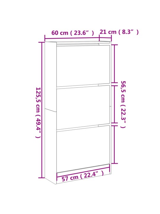 Botník dub sonoma 60 x 21 x 125,5 cm kompozitní dřevo
