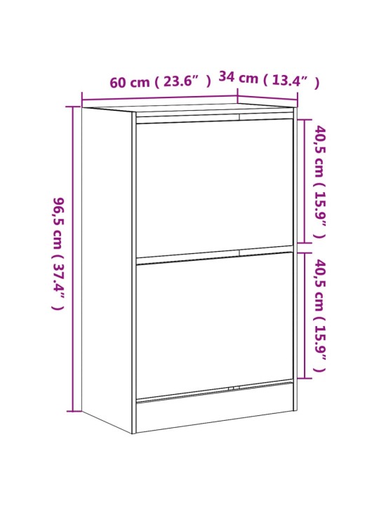 Botník kouřový dub 60 x 34 x 96,5 cm kompozitní dřevo