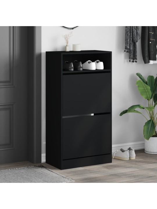 Botník černý 60 x 34 x 116 cm kompozitní dřevo