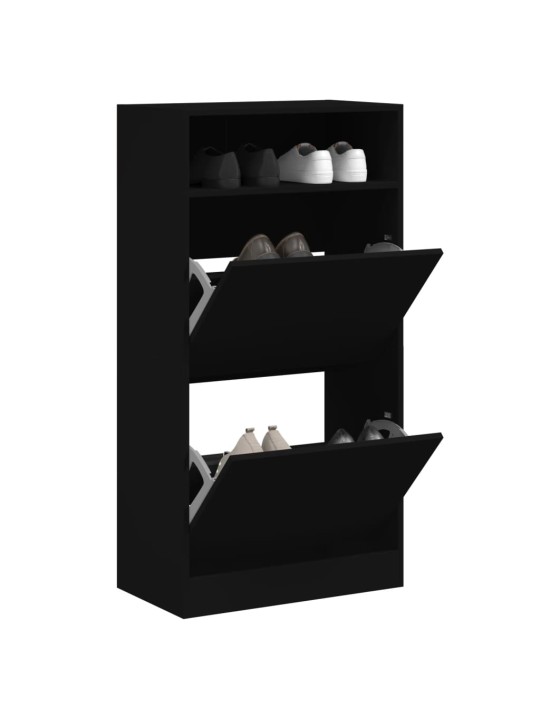 Botník černý 60 x 34 x 116 cm kompozitní dřevo