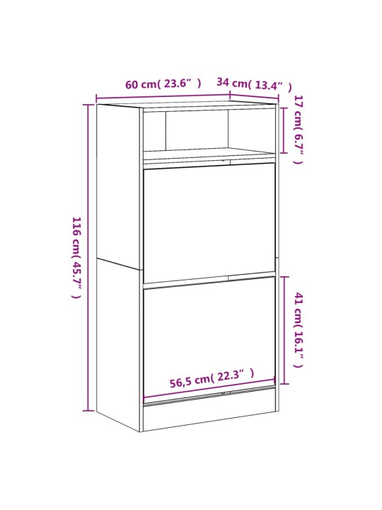 Botník dub sonoma 60 x 34 x 116 cm kompozitní dřevo