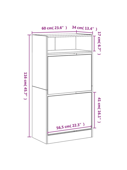 Botník kouřový dub 60 x 34 x 116 cm kompozitní dřevo