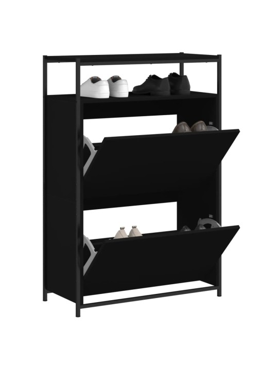 Botník černý 75 x 34 x 112 cm kompozitní dřevo