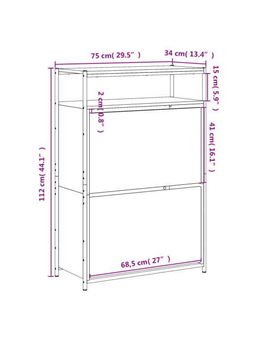 Botník hnědý dub 75 x 34 x 112 cm kompozitní dřevo