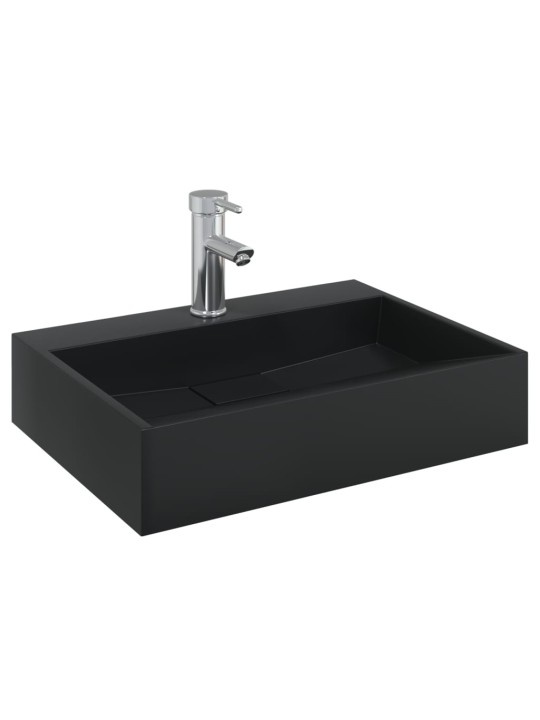 Umyvadlo 50x38x11 cm minerální/mramorový kompozit černé