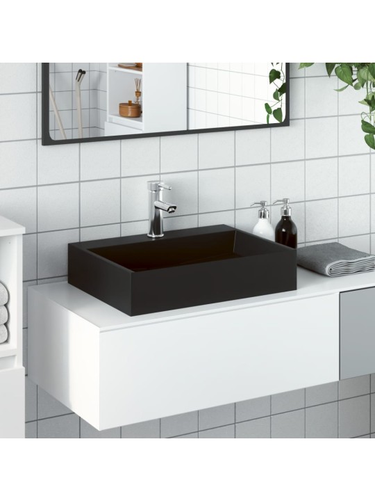 Umyvadlo 50x38x11 cm minerální/mramorový kompozit černé