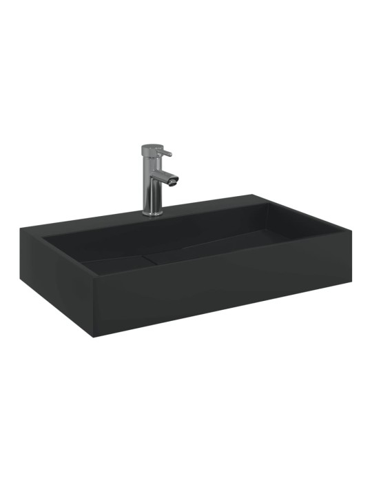 Umyvadlo 60x38x11 cm minerální/mramorový kompozit černé