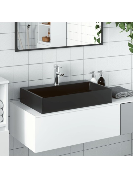 Umyvadlo 60x38x11 cm minerální/mramorový kompozit černé