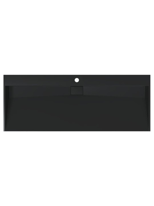 Umyvadlo 120 x 46 x 11 cm minerální/mramorový kompozit černé