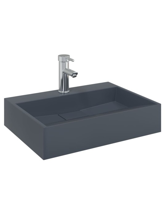 Umyvadlo 50x38x11 cm minerální/mramorový kompozit antracitové