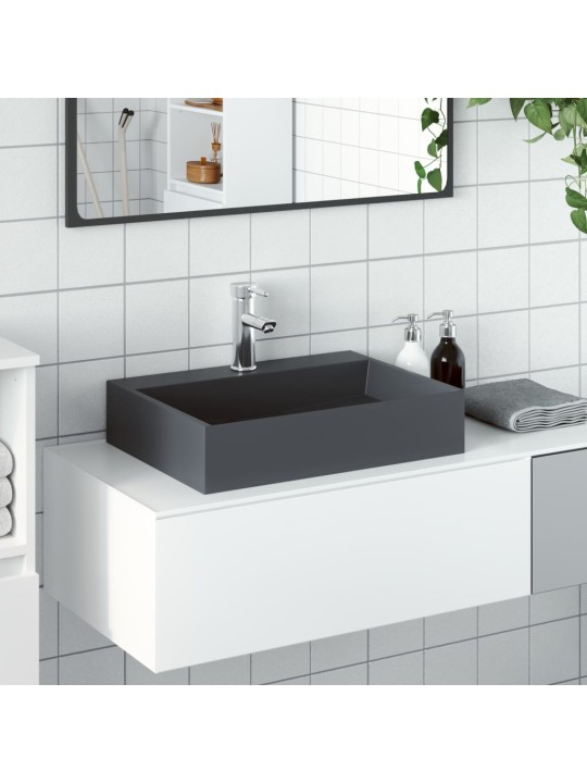Umyvadlo 50x38x11 cm minerální/mramorový kompozit antracitové