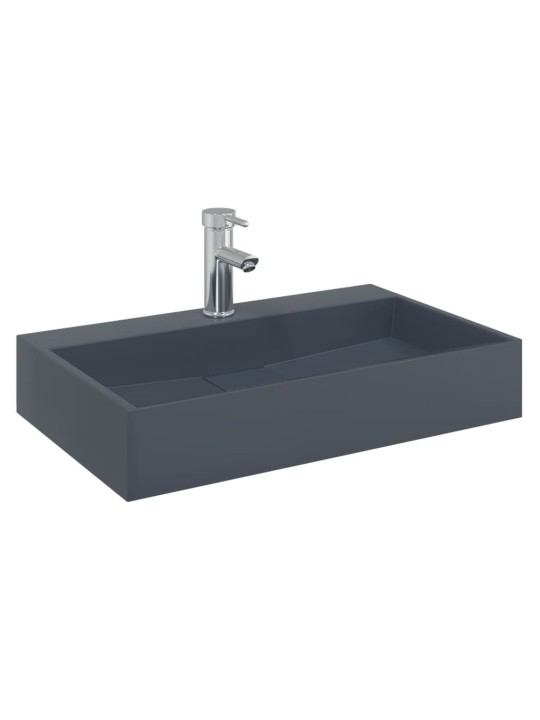 Umyvadlo 60x38x11 cm minerální/mramorový kompozit antracitové
