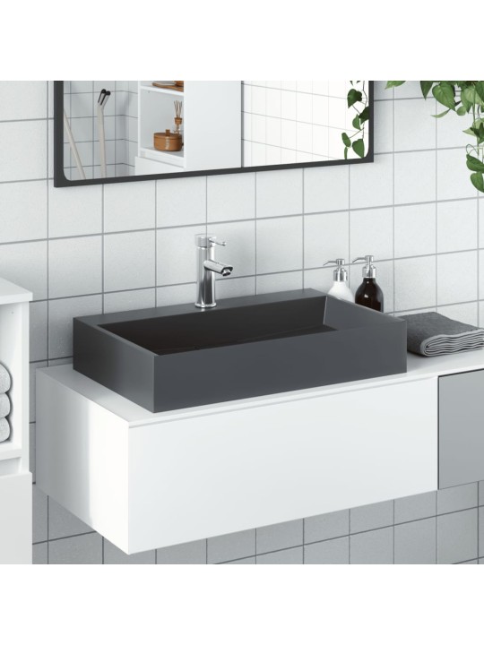 Umyvadlo 60x38x11 cm minerální/mramorový kompozit antracitové