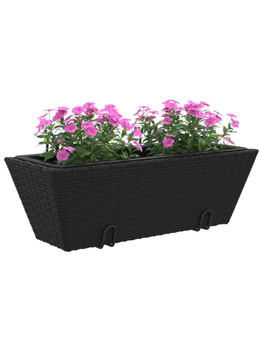 Truhlíky s háky 2 ks černé polyratan