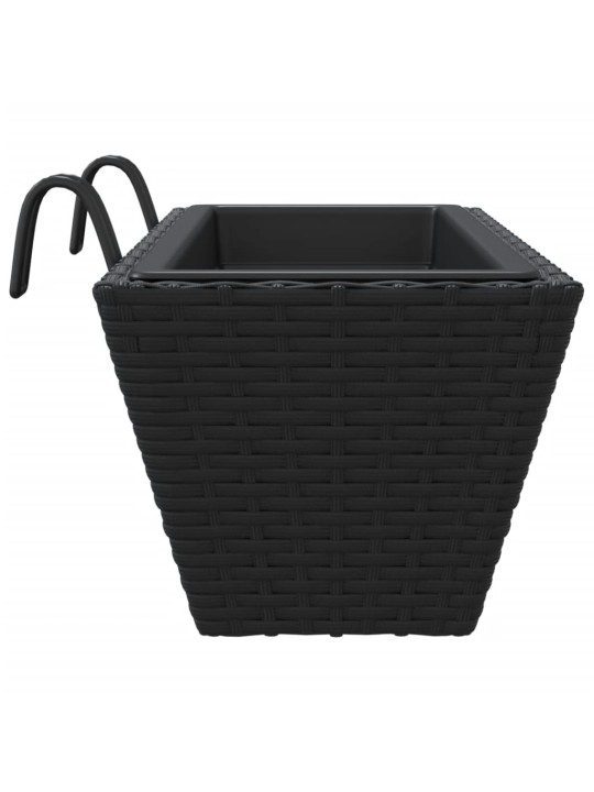Truhlíky s háky 2 ks černé polyratan