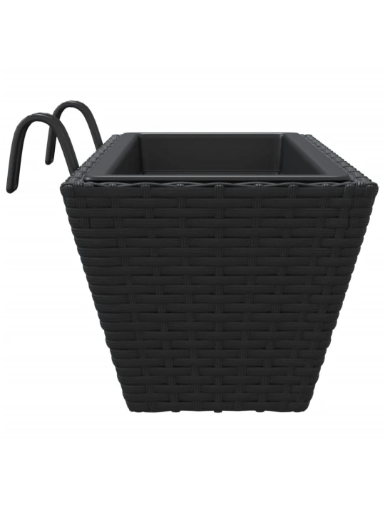 Truhlíky s háky 2 ks černé polyratan