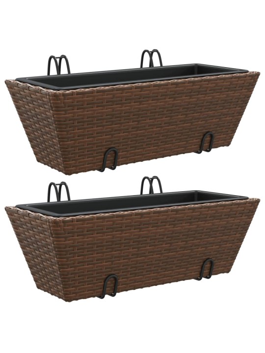 Truhlíky s háky 2 ks hnědé polyratan