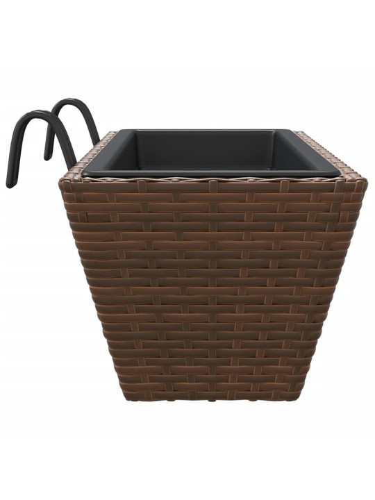Truhlíky s háky 2 ks hnědé polyratan