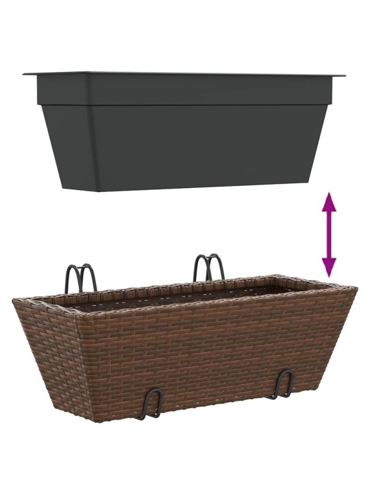 Truhlíky s háky 2 ks hnědé polyratan