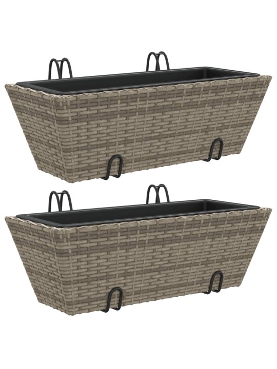 Truhlíky s háky 2 ks šedé polyratan