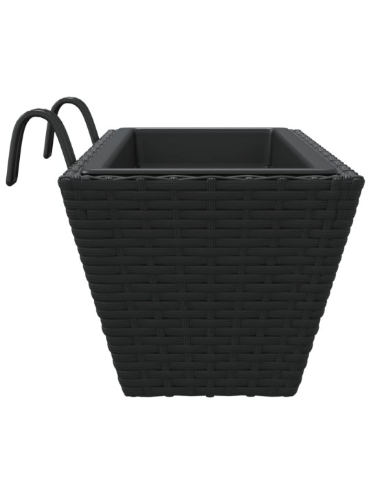 Truhlíky s háky 2 ks černé polyratan