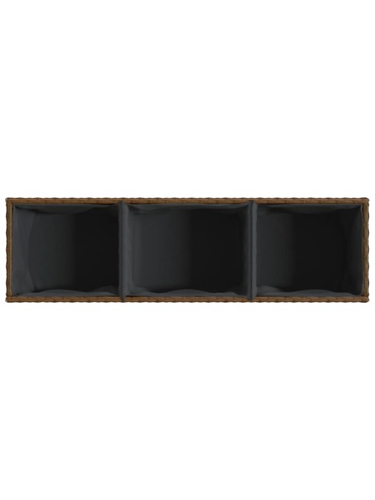 Zahradní truhlík s 3 květináči hnědý 105 x 30 x 32 cm