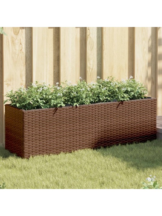 Zahradní truhlík s 3 květináči hnědý 105 x 30 x 32 cm