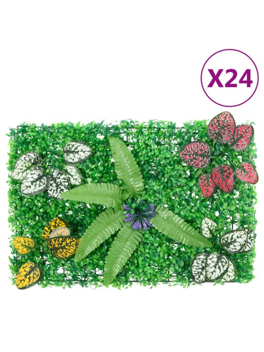  Umělý plot s rostlinami 24 ks zelený 40 x 60 cm