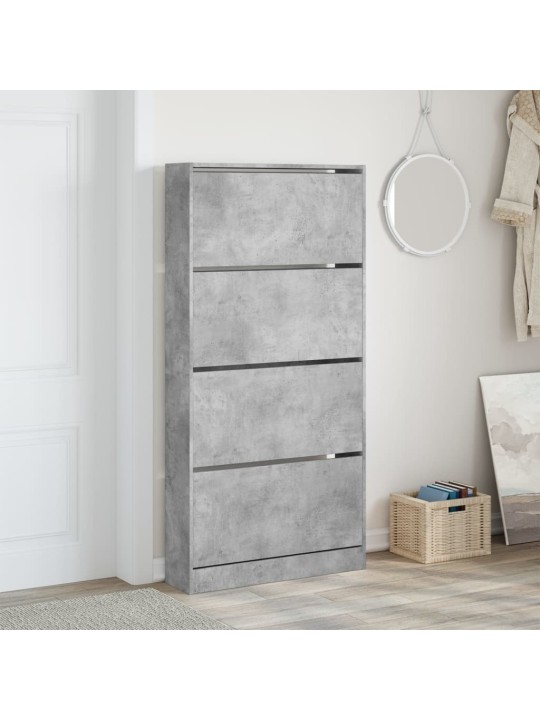 Botník se 4 výklopnými zásuvkami betonově šedý 80x21x163,5 cm