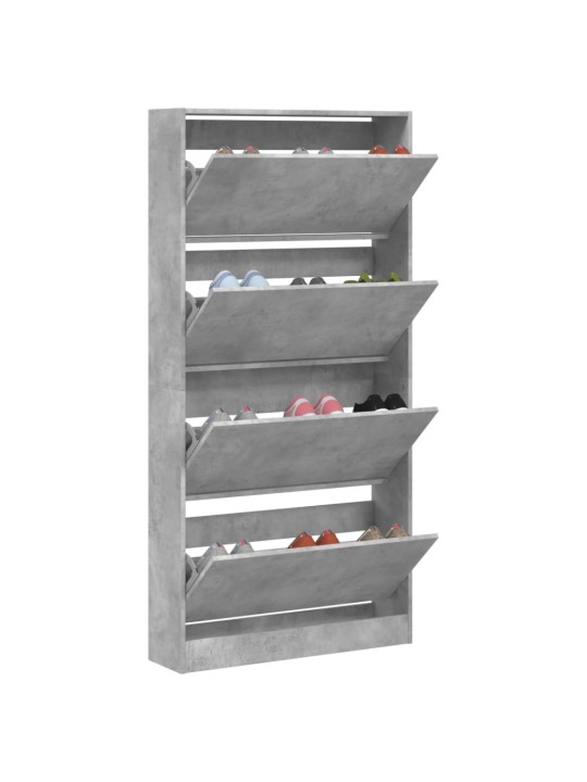 Botník se 4 výklopnými zásuvkami betonově šedý 80x21x163,5 cm