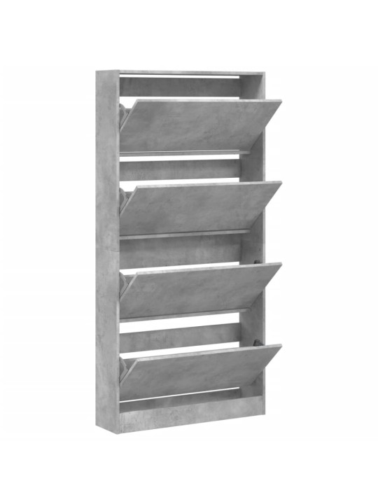 Botník se 4 výklopnými zásuvkami betonově šedý 80x21x163,5 cm