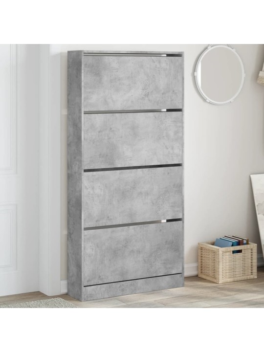 Botník se 4 výklopnými zásuvkami betonově šedý 80x21x163,5 cm