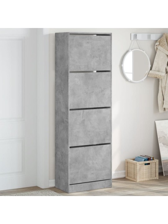 Botník se 4 výklopnými zásuvkami betonově šedý 60x34x187,5 cm