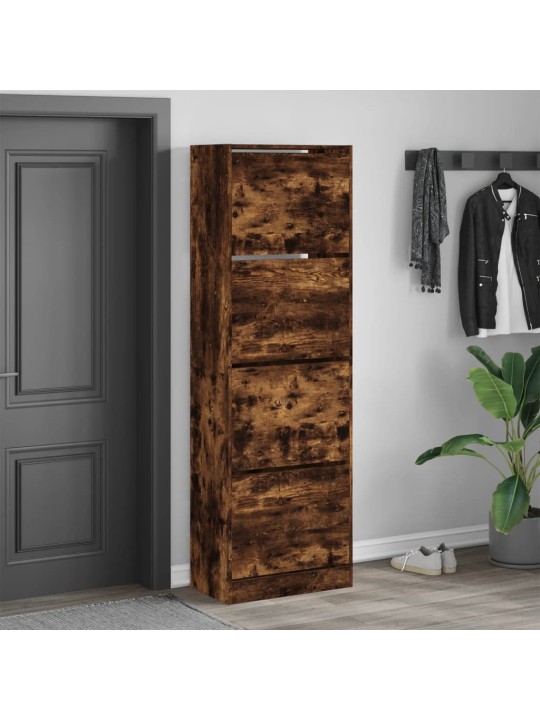 Botník se 4 výklopnými zásuvkami kouřový dub 60 x 34 x 187,5 cm