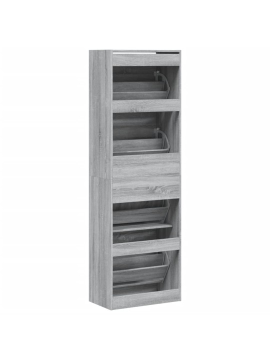 Botník se 4 výklopnými zásuvkami šedý sonoma 60 x 34 x 187,5 cm