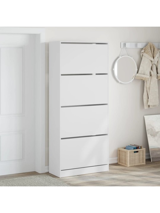 Botník se 4 výklopnými zásuvkami bílý 80 x 34 x 187,5 cm